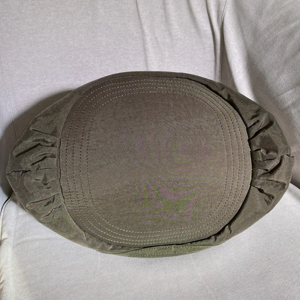 Bonnie Collection Olive Green Large Canvas Bucket Tote Bag w/Brown Leather Trim